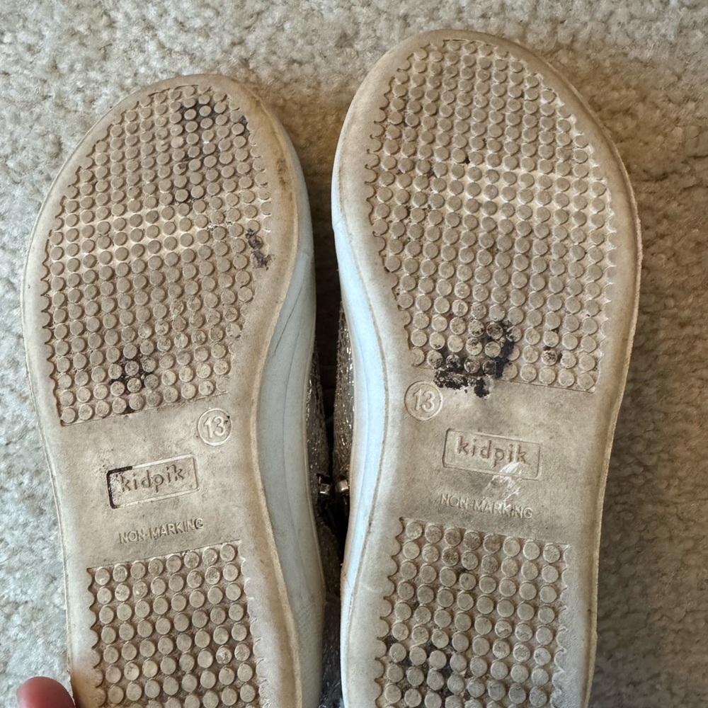 Kids Silver and Black High-Top Sneakers size 13 - Picture 6 of 8
